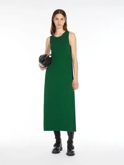 Max Mara Sleeveless Stretch Viscose Dress In Green