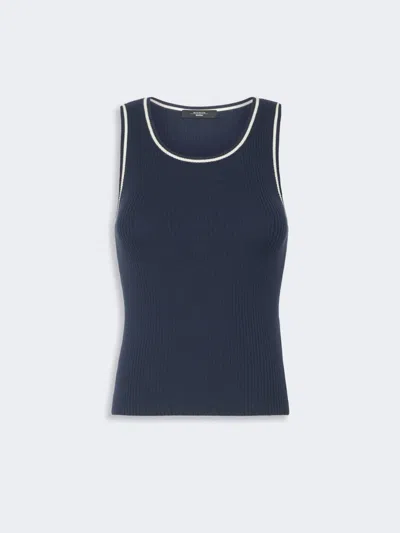 Max Mara Sleeveless Stretch Viscose Sweater In Blue