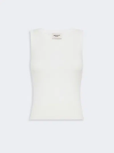 Max Mara Sleeveless Stretch Viscose Sweater In White