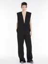 Max Mara Sleeveless Stretch Wool Jumpsuit In Black