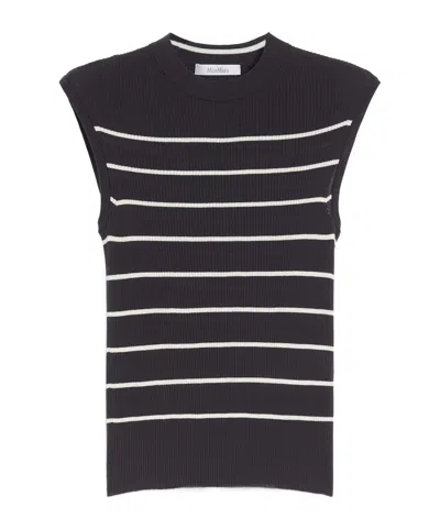 Max Mara Sleeveless Sweater In Navy Blue