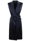 Max Mara Sleeveless Tailored Jacket With Deep V-neckline In Blue