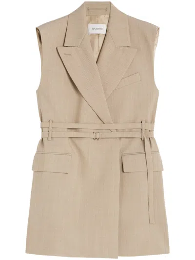 Max Mara Sleeveless Tailored Jacket With Lapel In Neutral