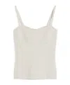 Max Mara Fitted Knit Top Soft Texture Spaghetti Straps In White