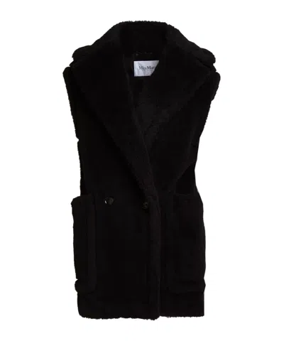 Max Mara Sleeveless Teddy Coat In Black