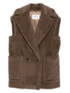 Max Mara Oversized Sleeveless Faux Fur Vest In Brown
