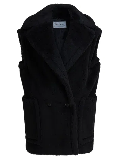 Max Mara Sleeveless Teddy Jacket In Alpaca And Wool In Black