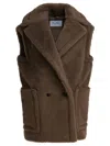 Max Mara Sleeveless Teddy Jacket In Alpaca And Wool In Brown