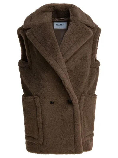 MAX MARA MAX MARA SLEEVELESS TEDDY JACKET IN ALPACA AND WOOL