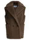 Max Mara Sleeveless Teddy Jacket In Alpaca And Wool Jackets And Coats Brown In Brown
