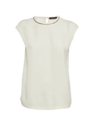 Pre-owned Max Mara Sleeveless Textured Blouse In Neutral