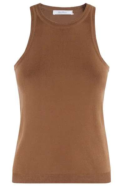 Max Mara Sleeveless Top Arnes In Tabacco
