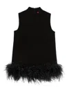 Max Mara Feather-trimmed Top In Black