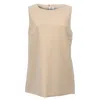 Max Mara Sleeveless Top In Beige Linen In Beige