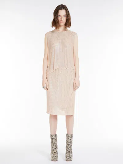 Max Mara Sleeveless Top In Metallic Mesh In Neutral