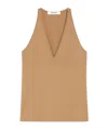Max Mara Fitted Top With Deep V-neckline In Nude