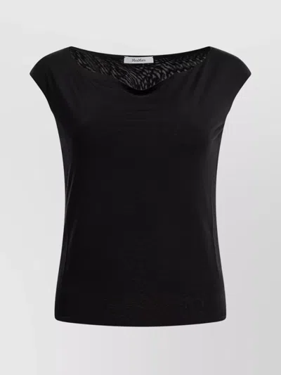 Max Mara Valzer Silk V-neck Top In Black