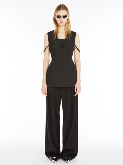 Max Mara Sleeveless Top With Corset Detail In Black