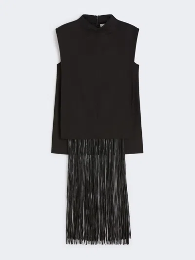 Max Mara Sleeveless Top With Fringes In Black