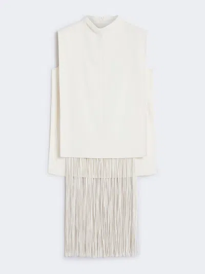Max Mara Sleeveless Top With Fringes In White