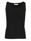 Max Mara Fitted Sleeveless Top With Ribbed Texture In Black