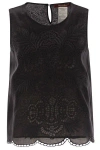 Max Mara Sleeveless Top With Intricate Floral Embroidery In Black