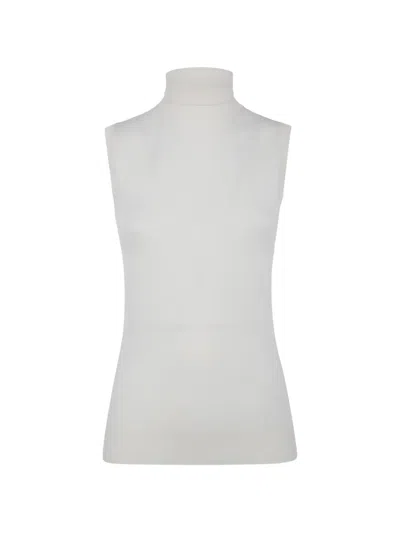 Max Mara Sleeveless Turtleneck Top In White