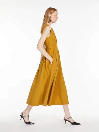 Max Mara Sleeveless Twill Dress In Yellow