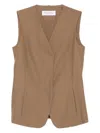 Max Mara Sleeveless V-neck Vest In Brown