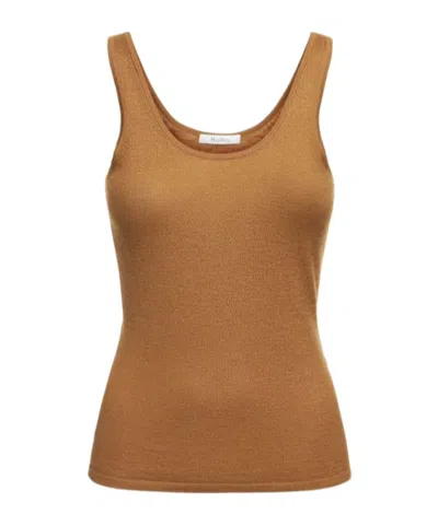 Max Mara Dinda Cashmere Knit Top In Camel