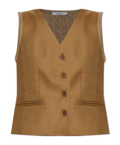 Max Mara Sleeveless Vest In Brown