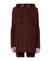 Max Mara Sleeveless Jacket With Leather Collar And Pockets In Burgundy