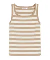 Max Mara Striped Ribbed Sleeveless Viscose Blend Top In Pink