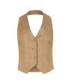 Max Mara Beige Yarn-dyed Linen Batavia Sauro Waistcoat In Nude
