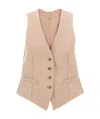 Max Mara Sleeveless V-neck Vest With Adjustable Back Strap In Nude