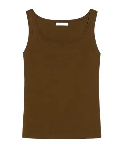 Max Mara Sleeveless Vest In Olive Green
