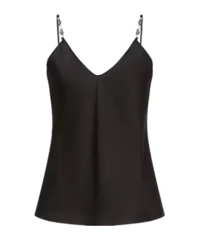 Max Mara Sleeveless V-neck Satin Camisole In Black