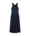 Max Mara Sleeveless Washed Cotton Dress In Blue