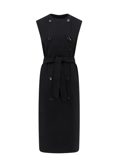 Max Mara Sleeveless Wool And Cashmere Coat In Black