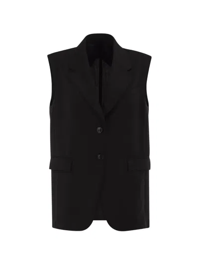 Max Mara Sleeveless Wool Jacket In Black