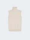 Max Mara Sleeveless Wool Polo Neck In Neutral