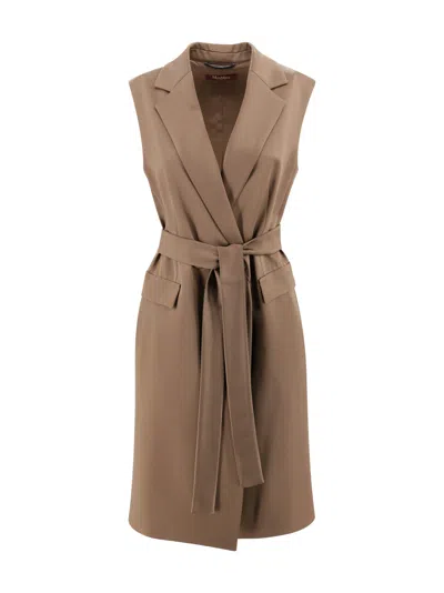 Max Mara Sleveless Jacket In Brown