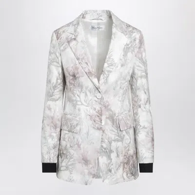 Max Mara Slim Blazer In Printed Organza And Cotton Gabardine In Multi