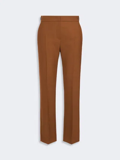 Max Mara Slim Double Woollen Cloth Trousers In Cuir De Vache