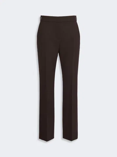 Max Mara Slim Double Woollen Cloth Trousers In Dark Brown