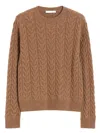 Max Mara Slim Fit Cable-knit Cashmere Pullover Clothing In Brown