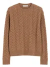 Max Mara Slim Fit Cable-knit Cashmere Pullover Clothing In Brown