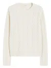 Max Mara Slim Fit Cable-knit Cashmere Pullover In White