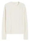 Max Mara Slim Fit Cable-knit Cashmere Pullover In White