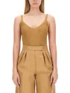 Max Mara Gallura Silk-blend V-neck Top In Brown